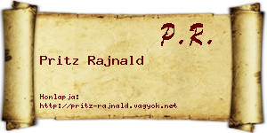 Pritz Rajnald névjegykártya